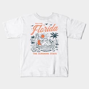 Florida Vintage Gator Beach Sunshine State Kids T-Shirt